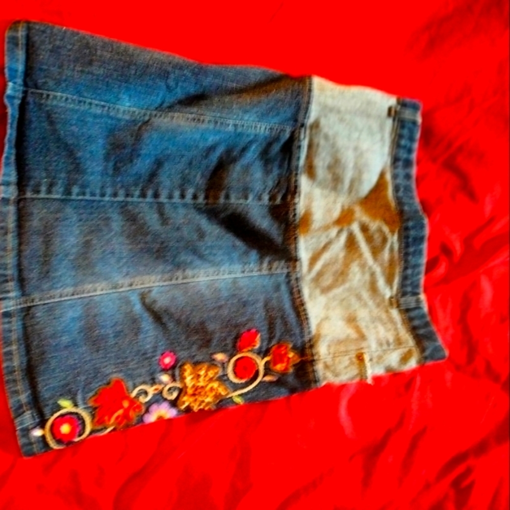 Denim Embroidered Skirt